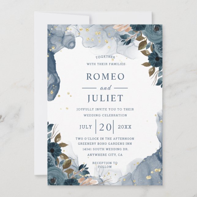 Summer Garden Floral Wedding Invitation (Front)