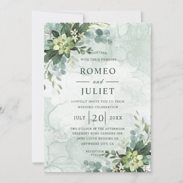 Summer Garden Floral Wedding Invitation (Front)
