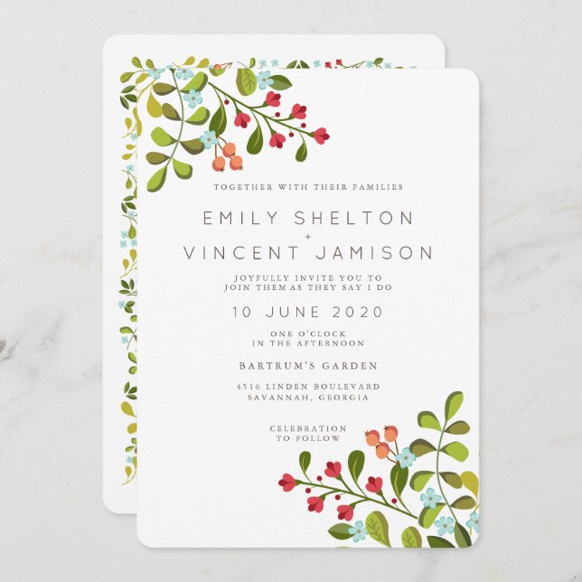 Summer Garden Floral Wedding Suite Invitation (Front/Back)