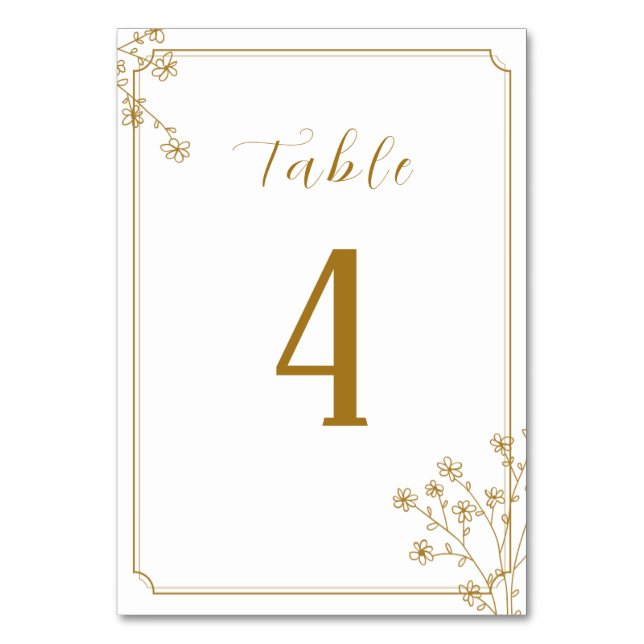 Summer Garden Floral Wedding Table Number (Front)