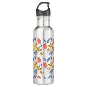 Summer Garden Florals Blue Coral Pink Greenery  710 Ml Water Bottle