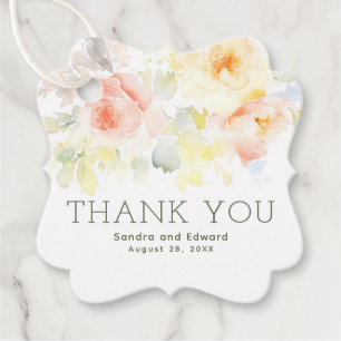 Summer Garden Flowers Boho Elegant Thank You Favour Tags