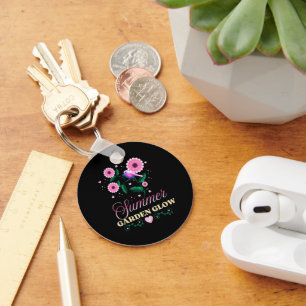 Summer Garden Glow Bird Floral Botanical Cottageco Key Ring