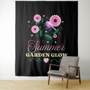 Summer Garden Glow Bird Floral Botanical Cottageco Tapestry