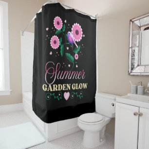 Summer Garden Glow Bird Floral Botanical Shower Curtain