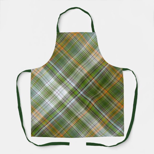 Summer Garden Green and Yellow Plaid Apron (Front)