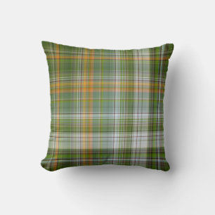 Summer Garden Green and Yellow Plaid Cushion