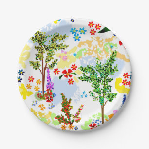Summer garden paper plate