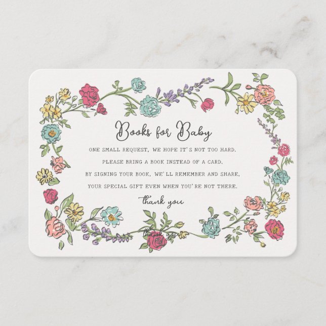 Summer Garden Party Books for Baby Shower Insert (Front)