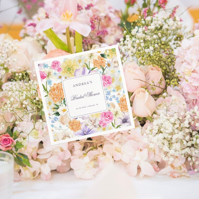Summer Garden Party Bright Floral Bridal Shower Napkin (Creator Uploaded)
