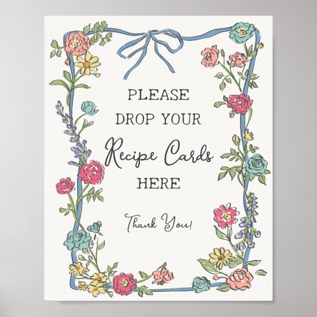 Summer Garden Party Pastel Floral Share a Recipe Poster (Front)