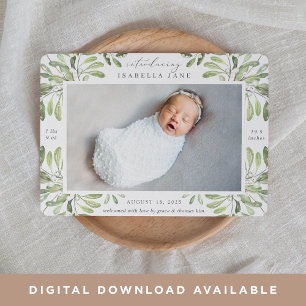 Summer Garden Photo Birth Announcement