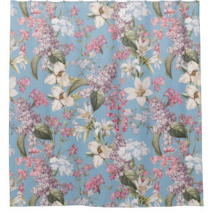 Summer Garden - Vintage Redouté Cottage Flowers 2 Shower Curtain