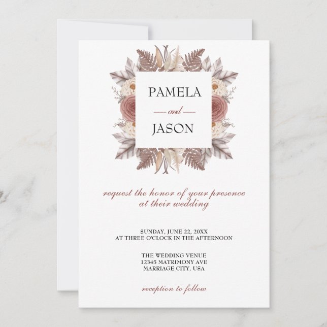 Summer Garden Watercolor Floral wedding Invitation (Front)