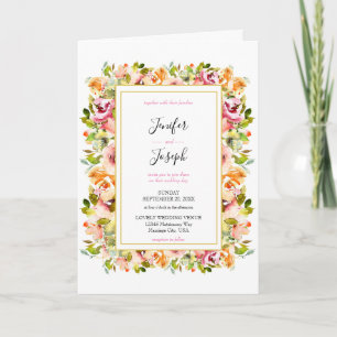 Summer Garden Watercolor Floral Wedding  Invitation