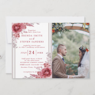 Summer Garden Watercolor Floral Wedding Invitation