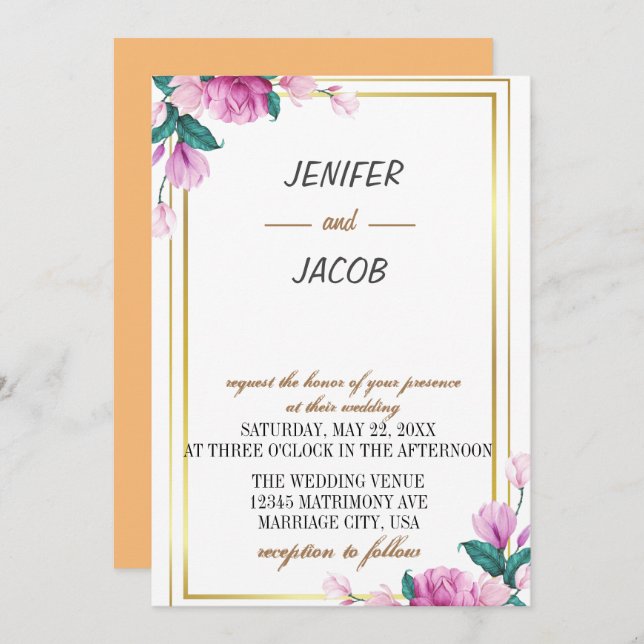Summer Garden Watercolor Floral Wedding Invitation (Front/Back)