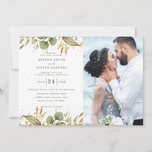 Summer Garden Watercolor Floral Wedding Invitation (Front)