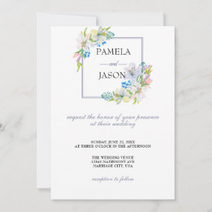 Summer Garden Watercolor Floral wedding Invitation