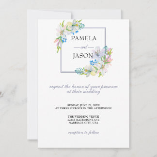 Summer Garden Watercolor Floral wedding Invitation