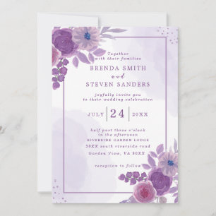 Summer Garden Watercolor Floral Wedding Invitation