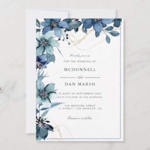 Summer Garden Watercolor Floral Wedding Invitation
