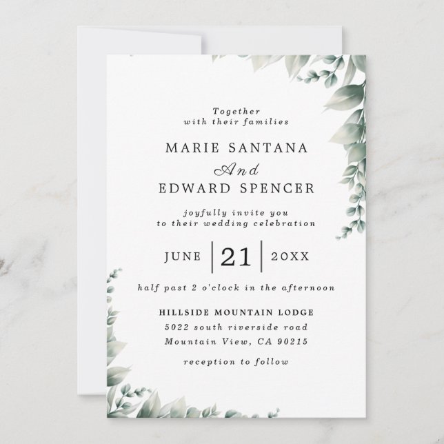Summer Garden Watercolor Floral Wedding Invitation (Front)