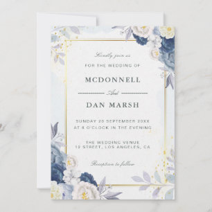Summer Garden Watercolor Floral Wedding Invitation