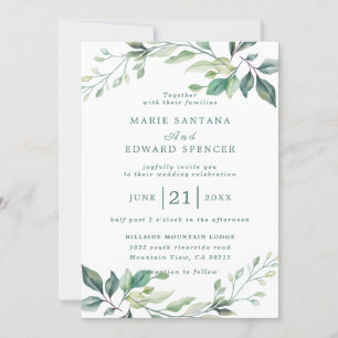 Summer Garden Watercolor Floral Wedding Invitation
