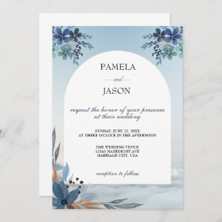 Summer Garden Watercolor Floral wedding Invitation
