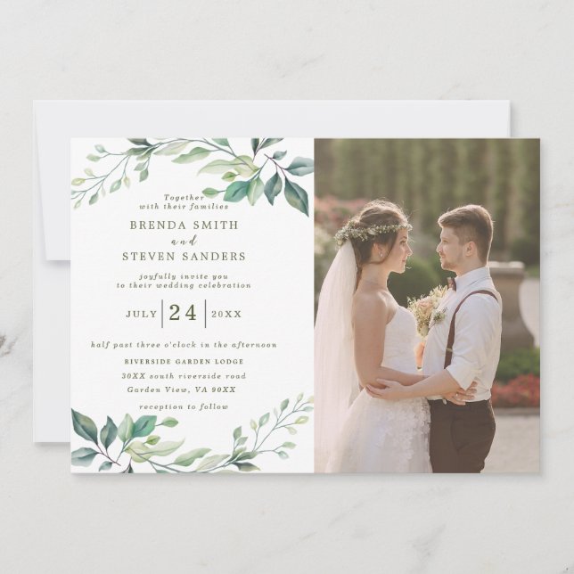 Summer Garden Watercolor Floral Wedding Invitation (Front)