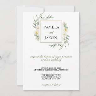 Summer Garden Watercolor Floral wedding Invitation