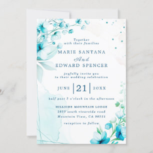 Summer Garden Watercolor Floral Wedding Invitation
