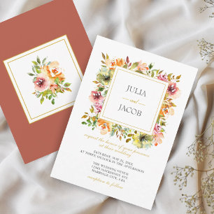Summer Garden Watercolor Floral Wedding Invitation