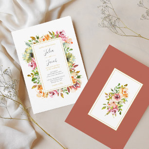 Summer Garden Watercolor Floral Wedding Invitation