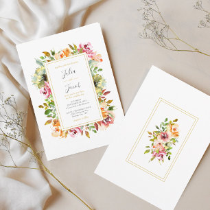 Summer Garden Watercolor Floral Wedding Invitation
