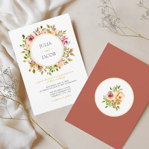 Summer Garden Watercolor Floral Wedding Invitation