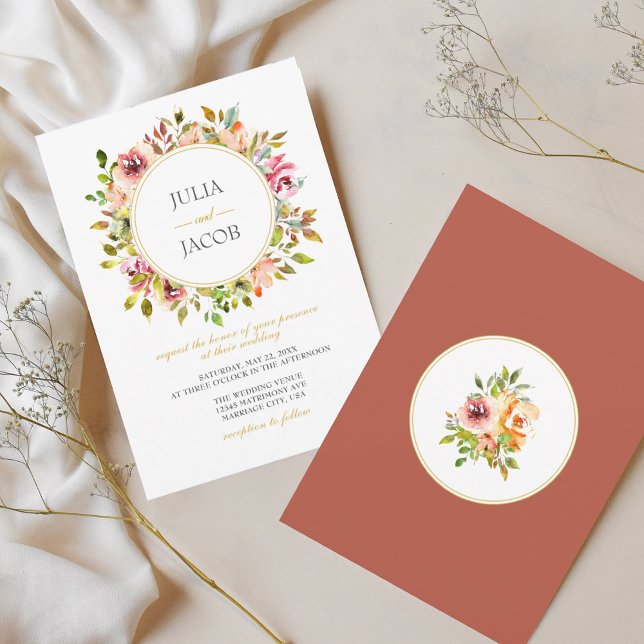 Summer Garden Watercolor Floral Wedding Invitation (Summer Garden Watercolor Floral Wedding Invitation)