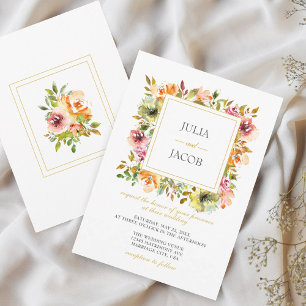 Summer Garden Watercolor Floral Wedding Invitation