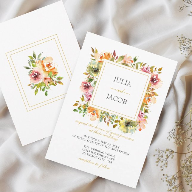 Summer Garden Watercolor Floral Wedding Invitation (Summer Garden Watercolor Floral Wedding Invitation)