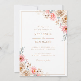 Summer Garden Watercolor Floral Wedding Invitation