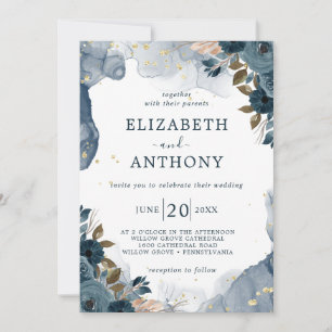 Summer Garden Watercolor Floral Wedding Invitation