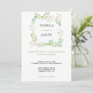 Summer Garden Watercolor Floral wedding Invitation