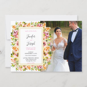 Summer Garden Watercolor Floral Wedding  Invitation