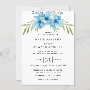 Summer Garden Watercolor Floral Wedding Invitation