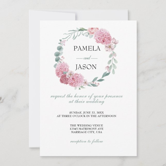 Summer Garden Watercolor Floral wedding Invitation (Front)