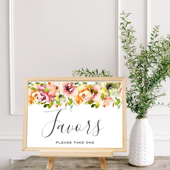 Summer Garden Watercolor Floral Wedding Poster (Summer Garden Watercolor Floral Wedding Poster)