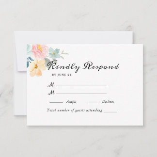 Summer Garden Watercolor Floral Wedding RSVP Card