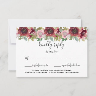 Summer Garden Watercolor Floral Wedding  RSVP Card