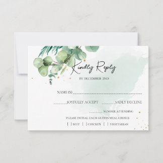Summer Garden Watercolor floral Wedding RSVP Card